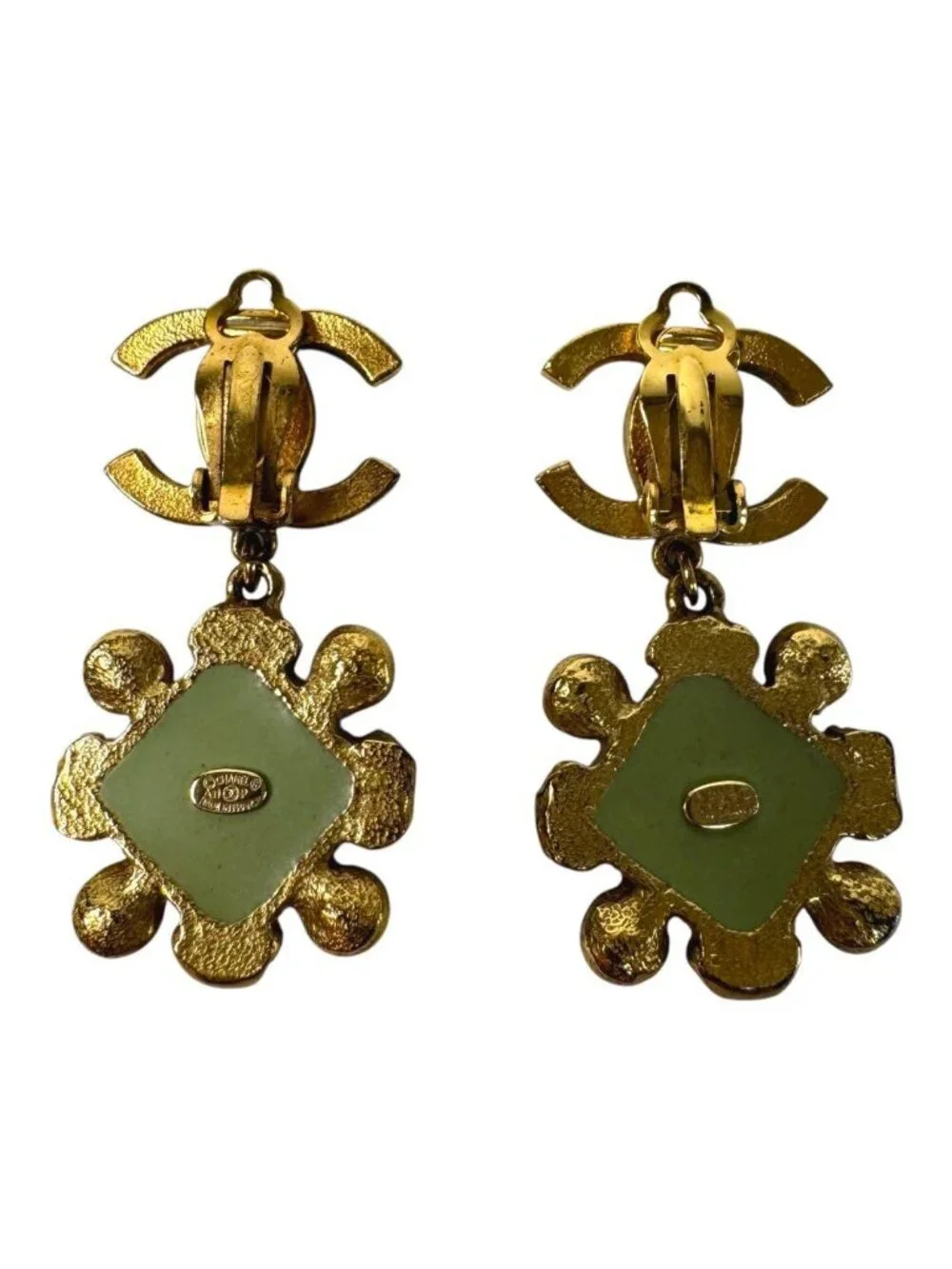 Chanel CC Logo Drop Faux Pearl Earrings